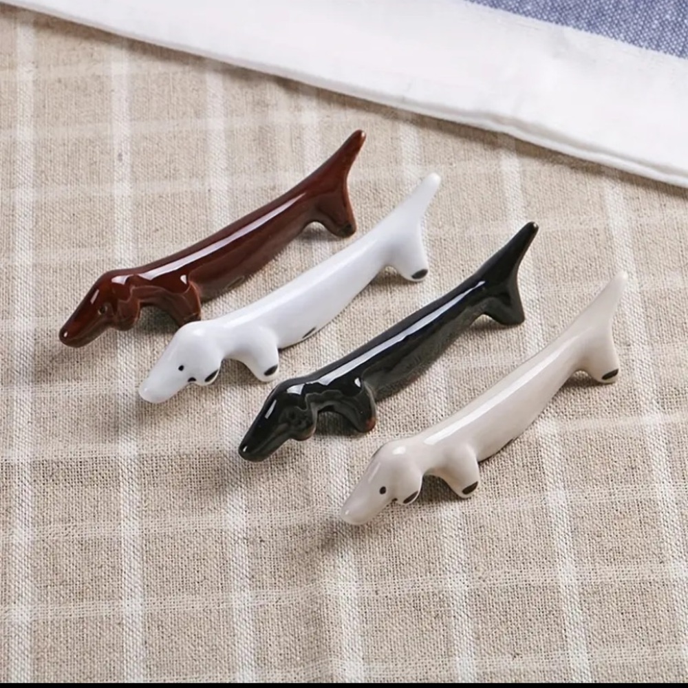 {NEW} 4pcs Ceramic Dachshund Dog Chopstick/Cutlery Rests